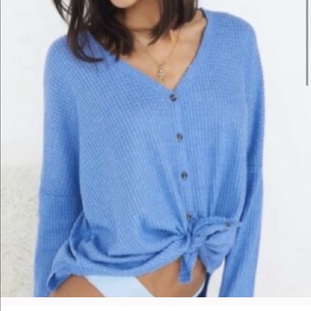 Out from under | waffle knit button down top